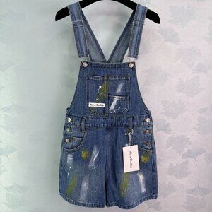Acne Studios Denim Overalls Shorts, Classic Washed Blue